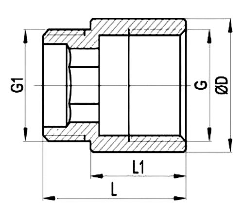 Удлинитель MVI BF.671.05-L20 Ду20 Ру40, L=20 мм, присоединение - внутренняя / наружная резьба, материал корпуса - латунь хромированная