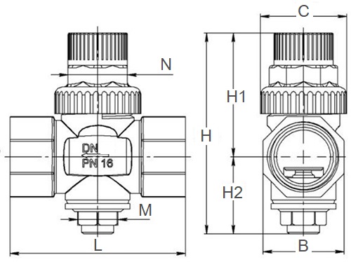 Регуляторы давления бытовые Пензапромарматура РДП 1/2″ Ду15 Ру16 поршневые с выходом под манометр G1/4″, таблица фигур 21Б7р корпус - латунь, внутрення резьба, диапазон настройки 0.1-0.45 Мпа