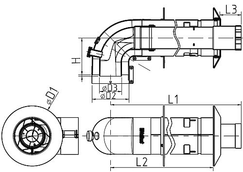 Комплект коаксиального дымохода Protherm Ду60x100 1000 мм для котлов Пантера/Гепард, горизонтальный