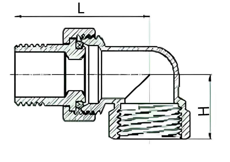 Соединитель SANTECHSYSTEMS 1/2″ Ду15 прямой разъемное соединение американка внутренняя-наружная резьба, уплотнение - круглая прокладка O-ring, корпус – латунь, покрытие-никель