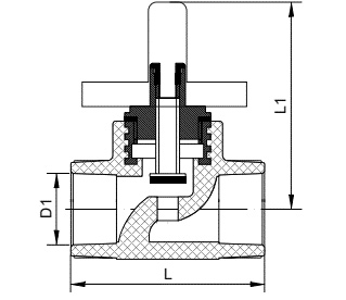 Клапан запорный Valfex Дн32 90°, материал - PP-R, тип присоединения - внутренняя пайка, цвет - белый, хромированный