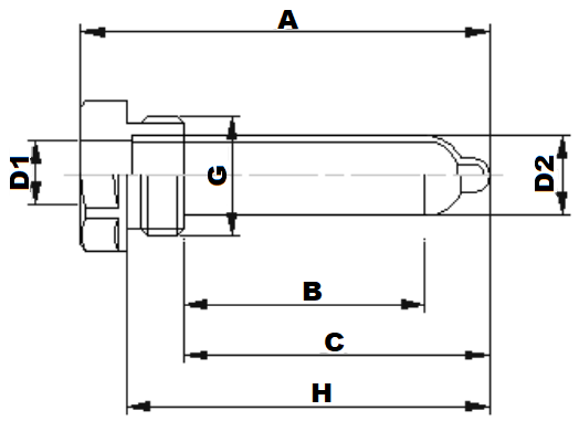 Гильза Valtec VTr.551.N.04064 1/2″x64 мм Ду15x64 мм НР для погружного датчика температуры, корпус - латунь