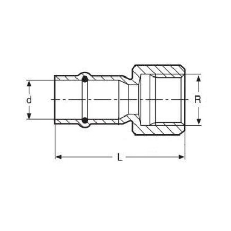 Соединитель обжимной Valtec Дн15 x 1/2″ Ру16 прямой, корпус - AISI304 (EPDM), внутренняя резьба