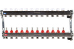 Коллектор стальной ROMMER RMS-1201 с расходомерами, с клапаном выпуска воздуха и сливом, 12 выходов