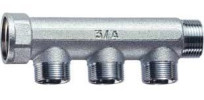 Коллектор нерегулируемый FAR FK 3350 Ду20 Ру10, наружная/внутренняя резьба с 3-мя выходами М24х19, проходной, корпус латунь
