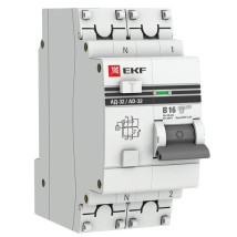 Автоматический выключатель дифференциального тока двухполюсный EKF PROxima АД-32, хар. В, 1P+N, сила тока 25А, ток утечки 10мА