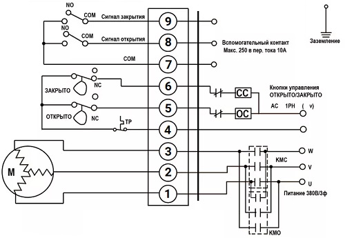 Cхема подключения электропривода DN.ru МТ 380В