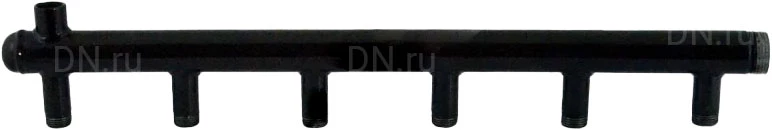 Изображение товара Коллектор Элит Металл EM150 Ду40 Ру10, выходов-3х1/2″ наружная резьба, присоединение - наружная резьба 1″, межосевое расстояние 150 мм, сталь