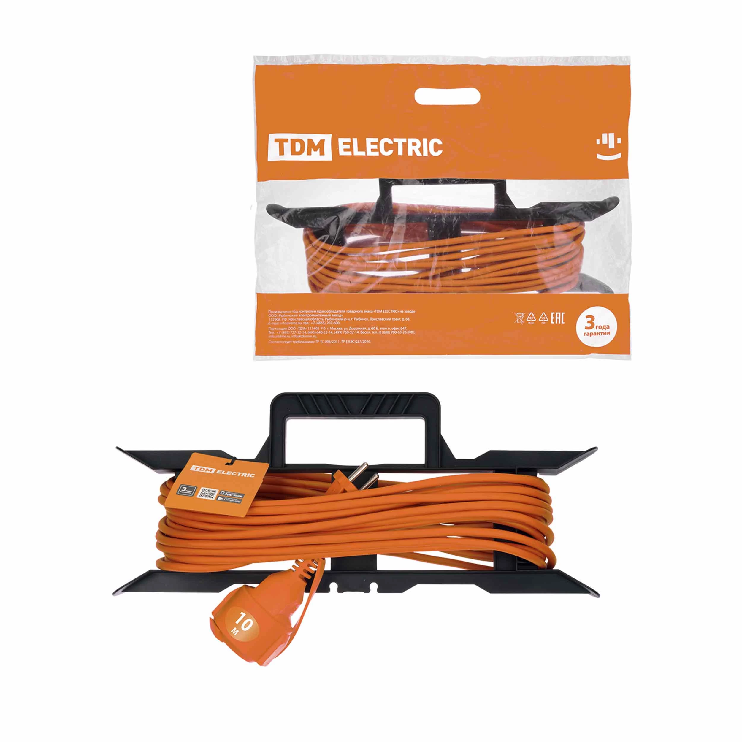 Изображение товара Удлинитель на рамке TDM ПВС 2х1.0 мм2 длиной 20 м - IP44