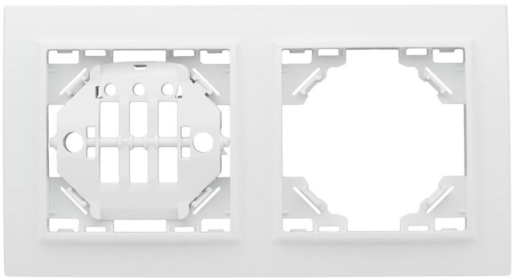 Рамка EKF Минск 2 поста 84х156х10 мм, материал корпуса - пластик, монтаж - горизонтальный, цвет - белый 
