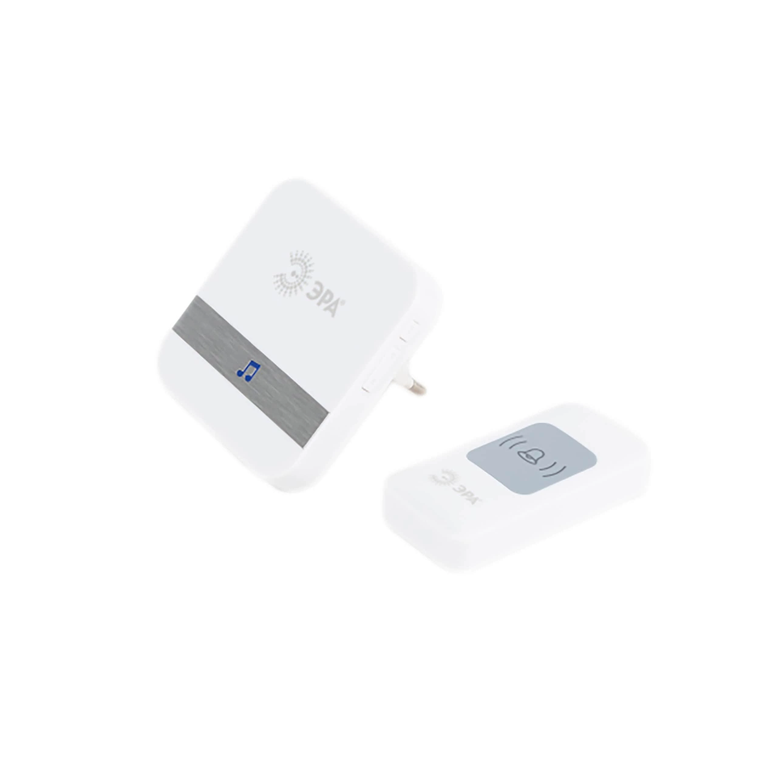 Изображение товара Звонок беспроводной ЭРА C95 способ монтажа - открытый, количество мелодий - 52 шт, радиус действия - 200 м, cтепень защиты - IP20, цвет - белый