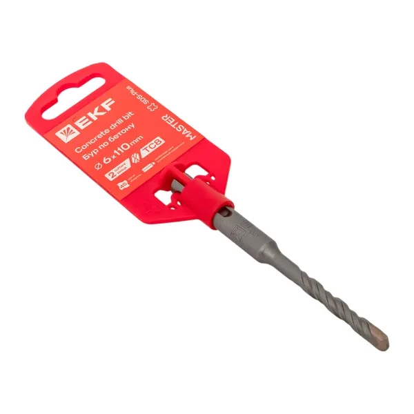 Изображение товара Бур по бетону EKF Master SDS-plus 6х110, количество резцов - 2, диаметр - 6мм, длина - 110мм