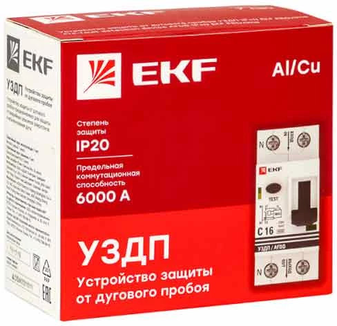 Изображение товара УЗДП двухполюсное EKF PROxima с автоматическим выключателем 1P+N 40А (C) 6кА, номинальный ток 40А, отключающая способность 6кА, переменный ток, кривая тока C