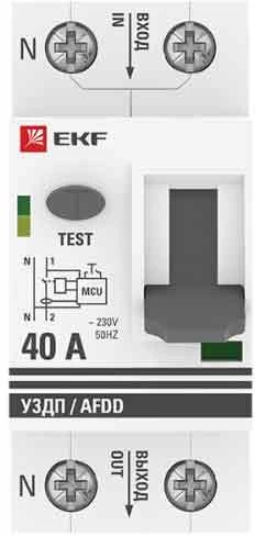 Изображение товара УЗДП двухполюсное EKF PROxima 1P+N 40А, номинальный ток 40А, переменный ток