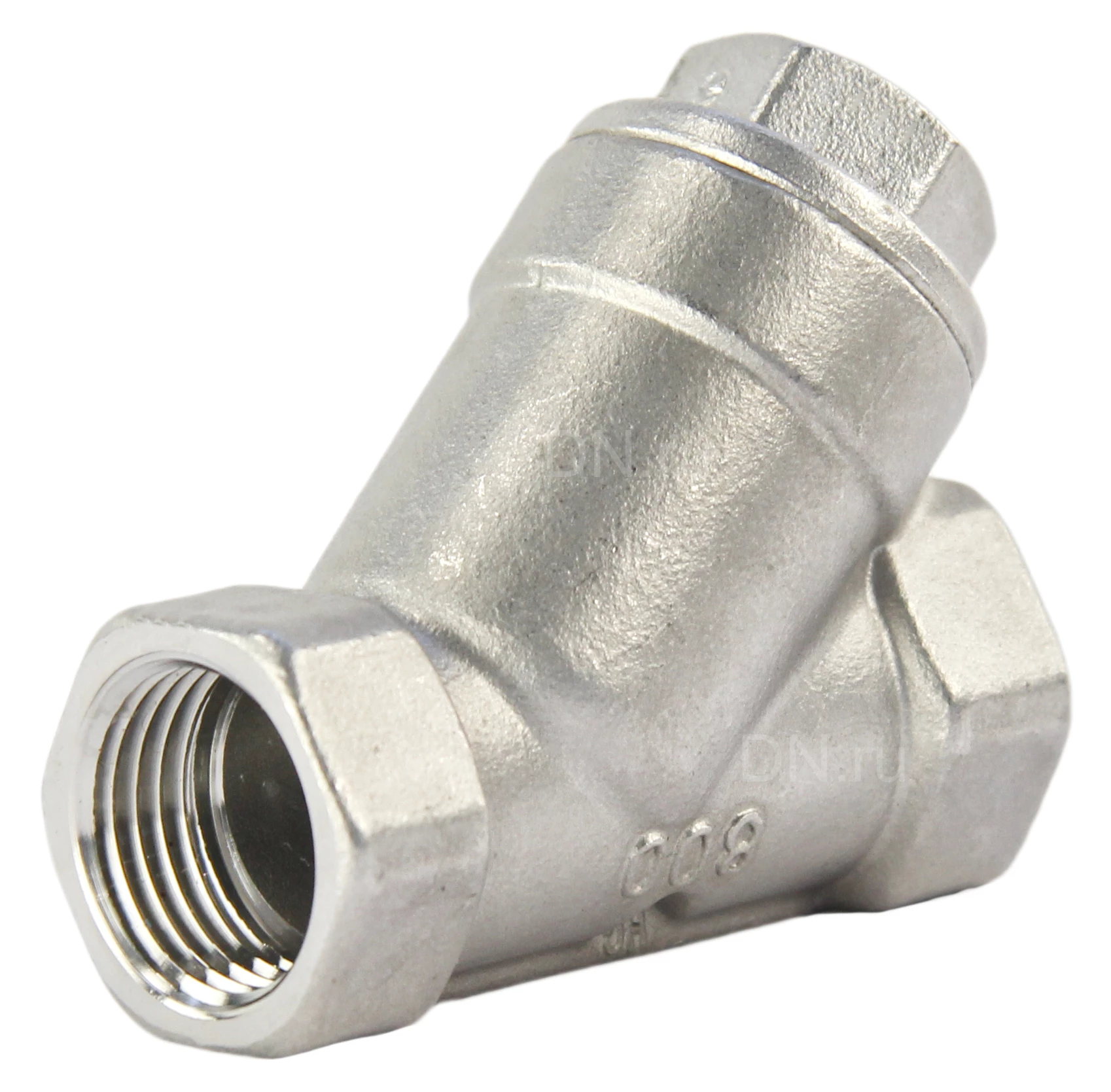 Изображение товара Фильтр сетчатый Dn.ru FMY3232P-T 1/2″ Ду15 Ру16, Y-образный, корпус - нержавеющая сталь 316, резьбовой