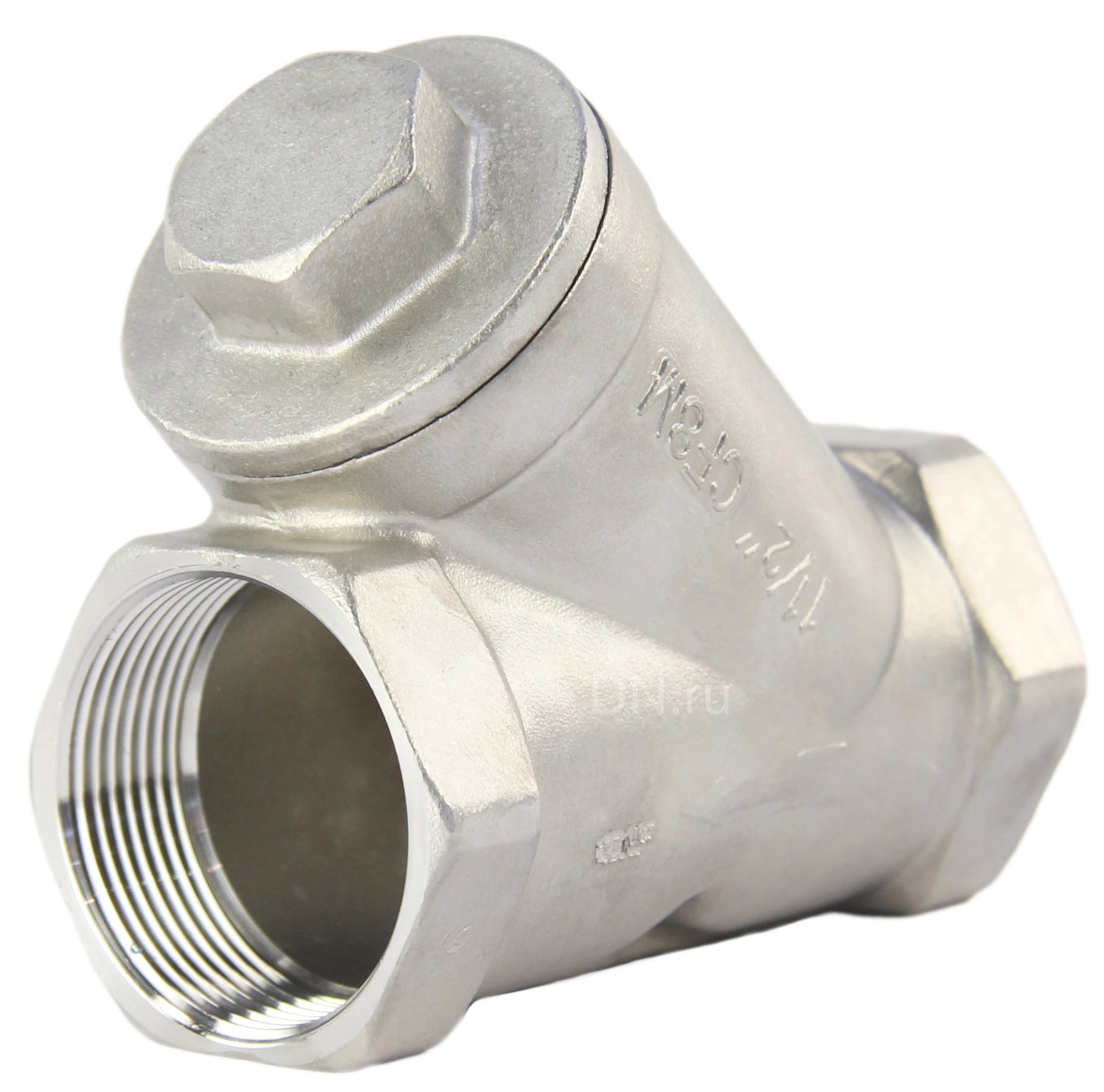 Изображение товара Фильтр сетчатый Dn.ru FMY3232P-T 1 1/2″ Ду40 Ру16, Y-образный, корпус - нержавеющая сталь 316, резьбовой
