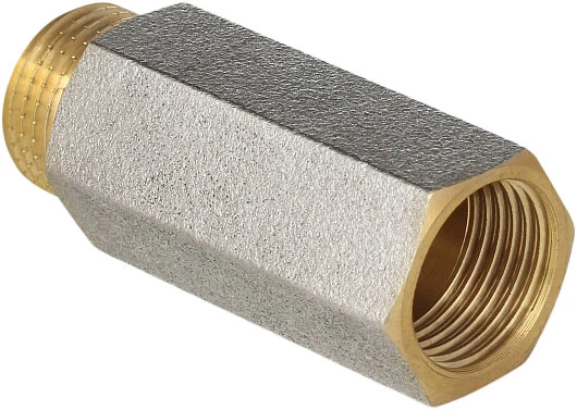 Изображение товара Удлинитель Aquasfera 9038 Ду15 Ру40 L=10мм, внутренняя/наружная резьба с наружным шестигранником, латунь никелированная