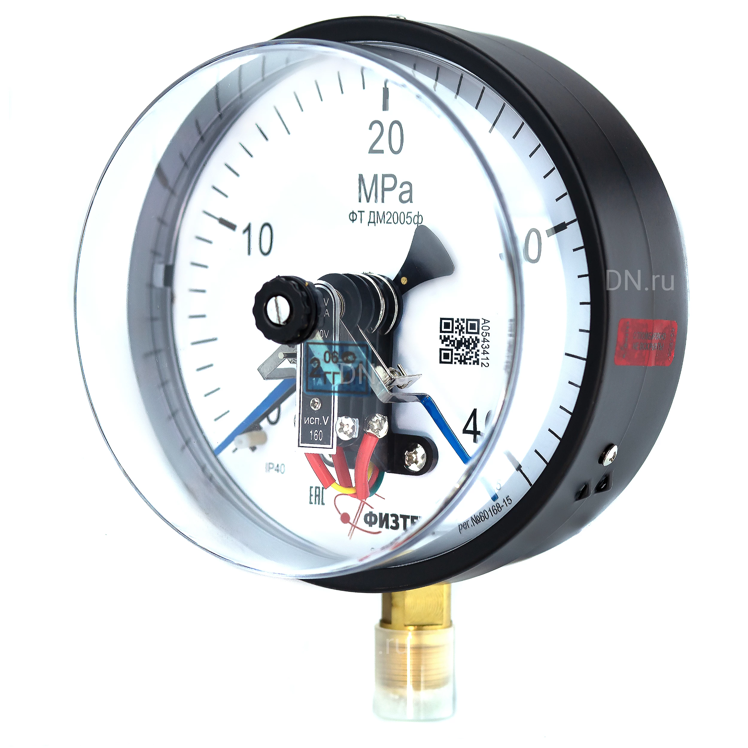 Изображение товара Манометр электроконтактный ФИЗТЕХ ДМ2005ф 0-40 МПа радиальный d.160