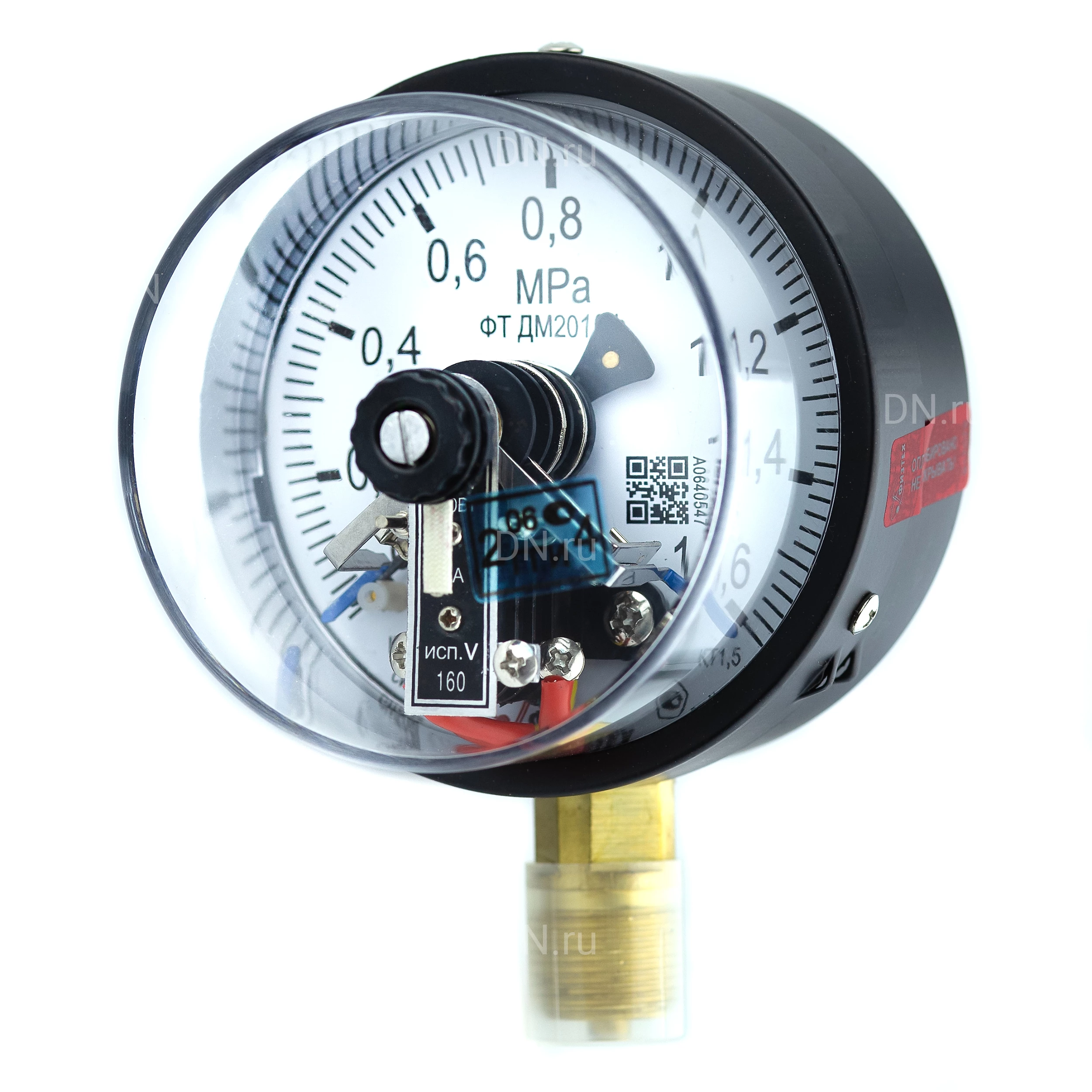 Изображение товара Манометр ФИЗТЕХ ДМ2010ф 0-1.6 МПа электроконтактный радиальный IP40