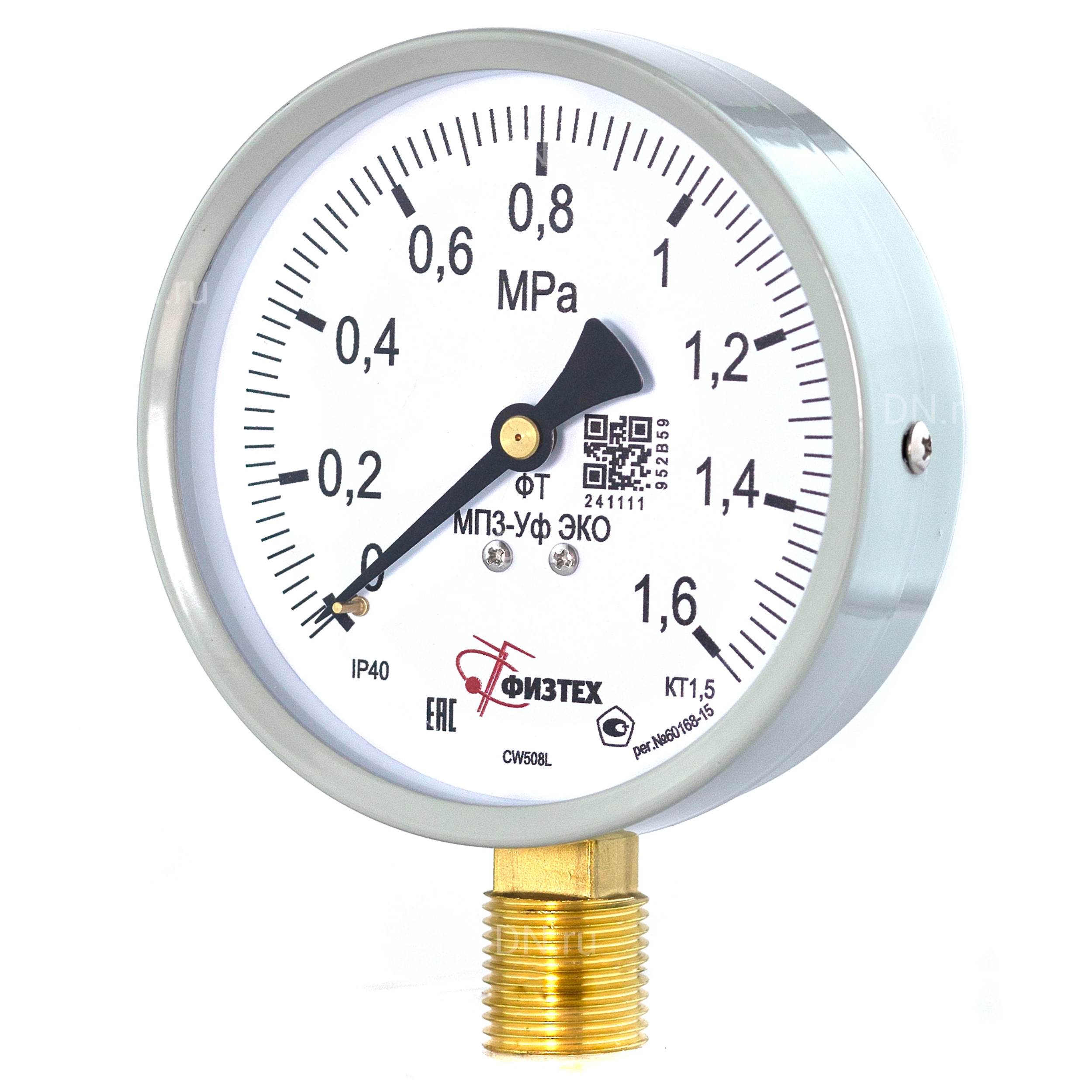 Изображение товара Манометр ФИЗТЕХ МП3-Уф (0-1.6 МПа) IP40, общетехнический 100мм, исполнение ЭКО, радиальное присоединение, резьба М20х1.5, класс точности 1.5 Изображение товара Манометр ФИЗТЕХ МП3-Уф (0-1.6 МПа) IP40, общетехнический 100мм, исполнение ЭКО, радиальное присоединение, резьба М20х1.5, класс точности 1.5