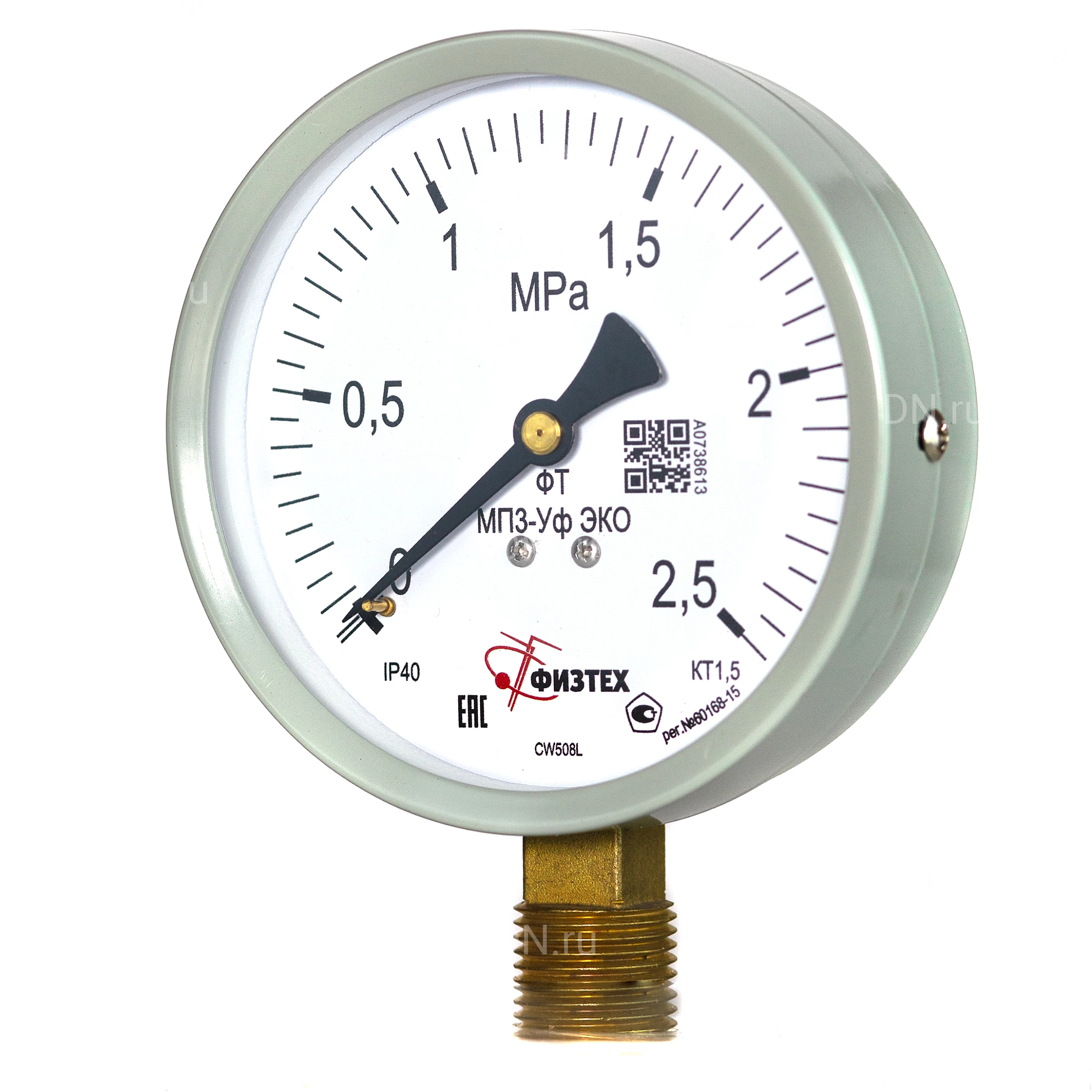 Изображение товара Манометр ФИЗТЕХ МП3-Уф (0-2.5 МПа) IP40 - Общетехнический 100мм