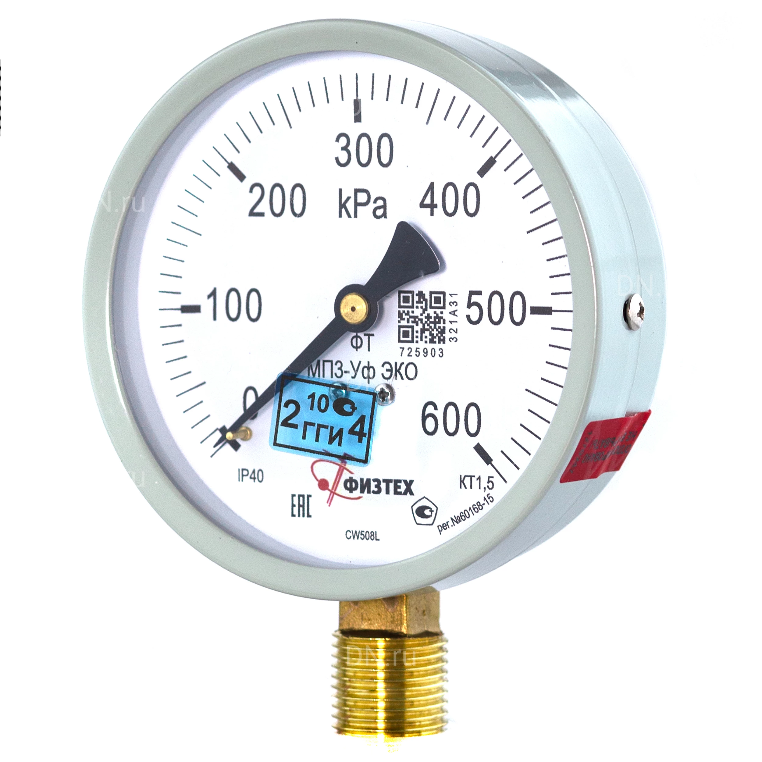 Изображение товара Манометр ФИЗТЕХ МП3-Уф 0-600 кПа IP40 радиальный 100 мм
