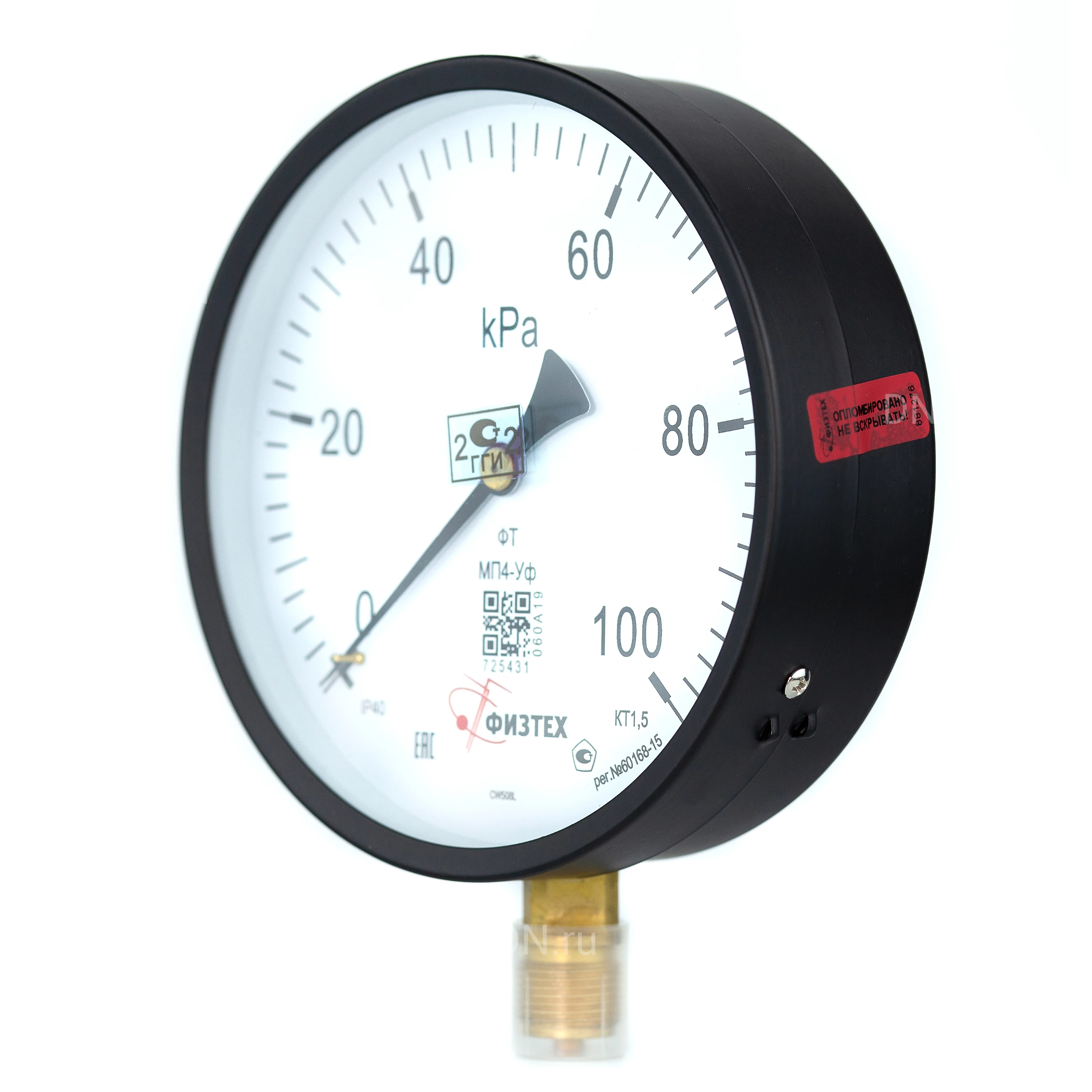 Изображение товара Манометр ФИЗТЕХ МП4-Уф IP40 0-100 кПа радиальный