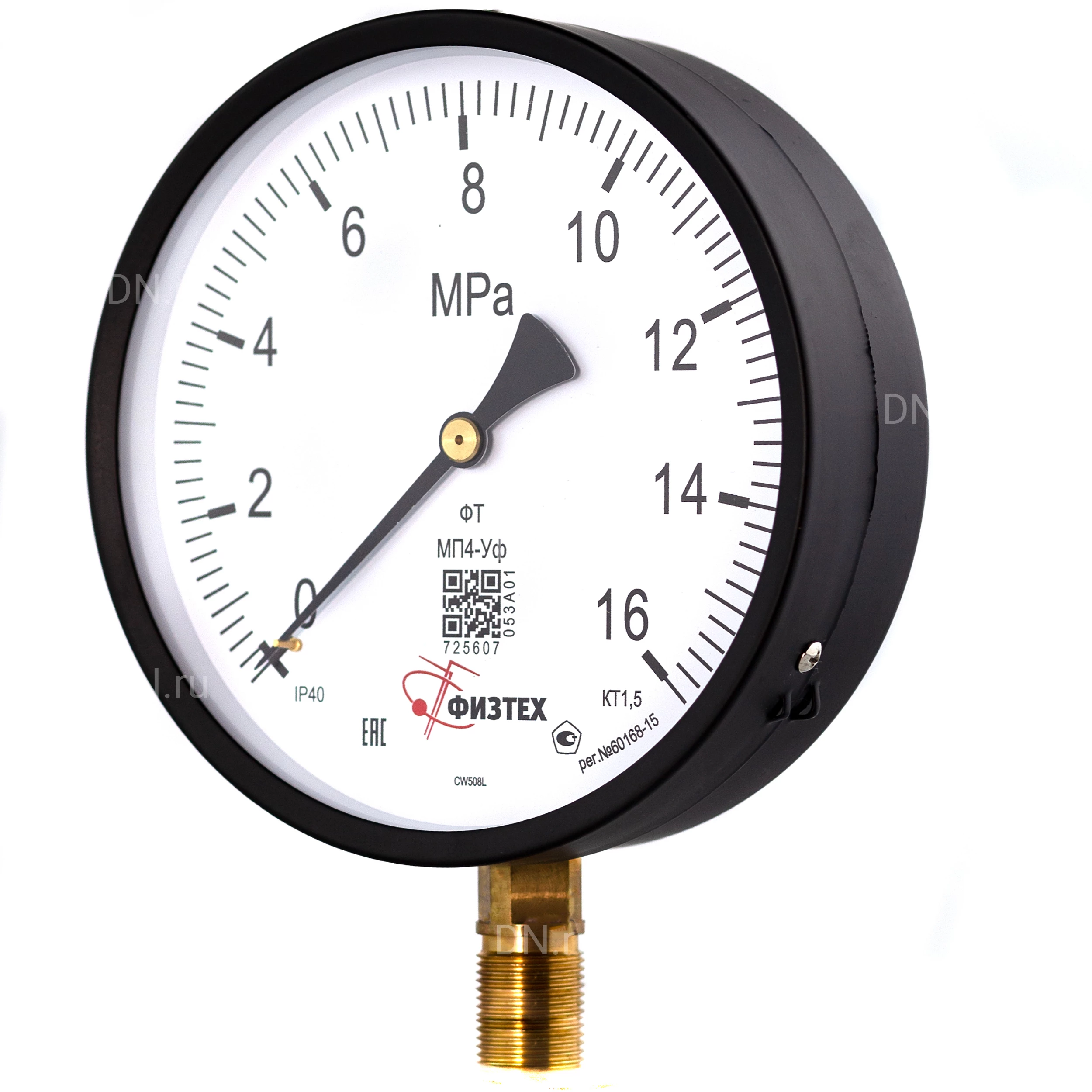 Изображение товара Манометр ФИЗТЕХ МП4-Уф IP40 0-16 МПа радиальный М20x1.5
