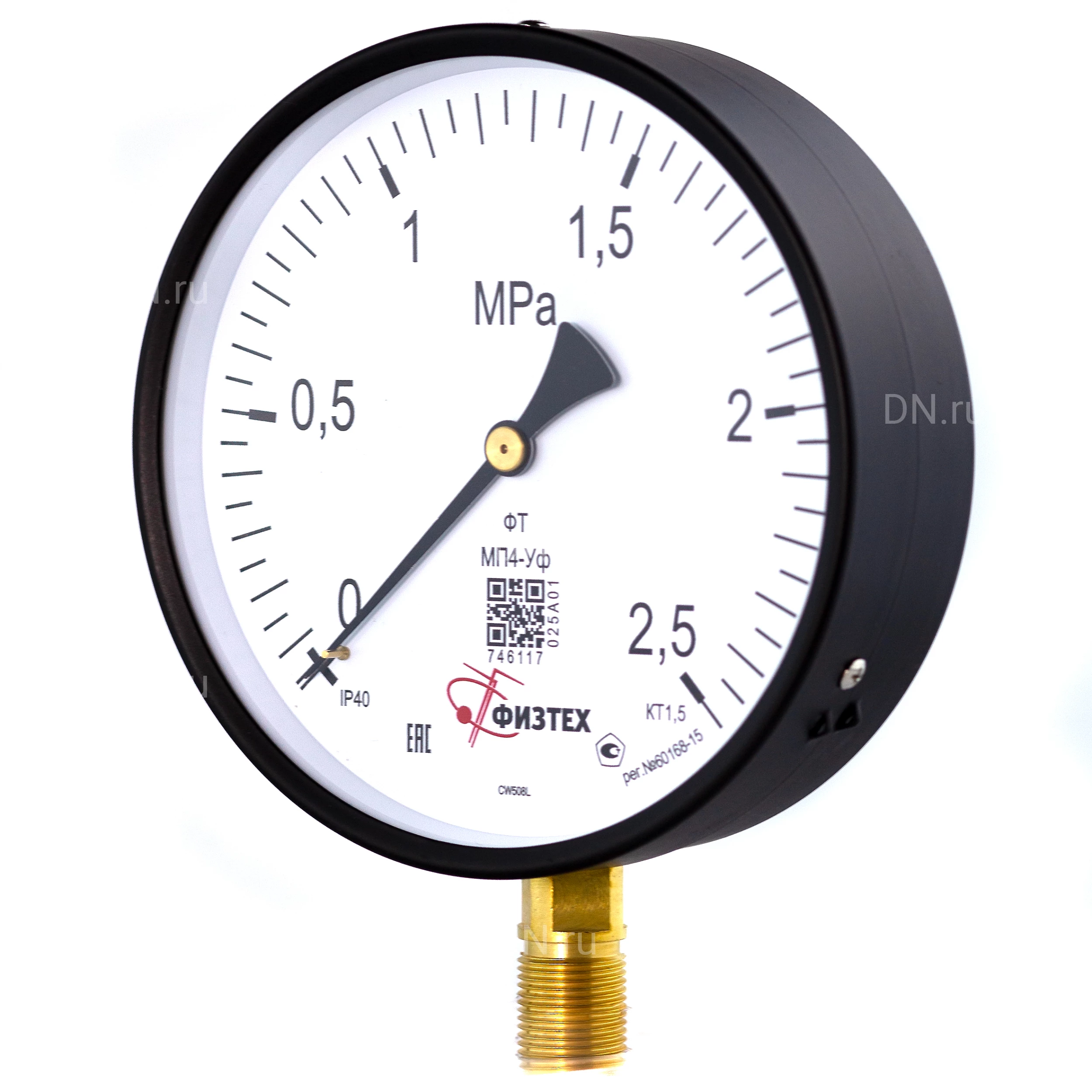 Изображение товара Манометр ФИЗТЕХ МП4-Уф IP40 0-2.5 МПа радиальный 160 мм