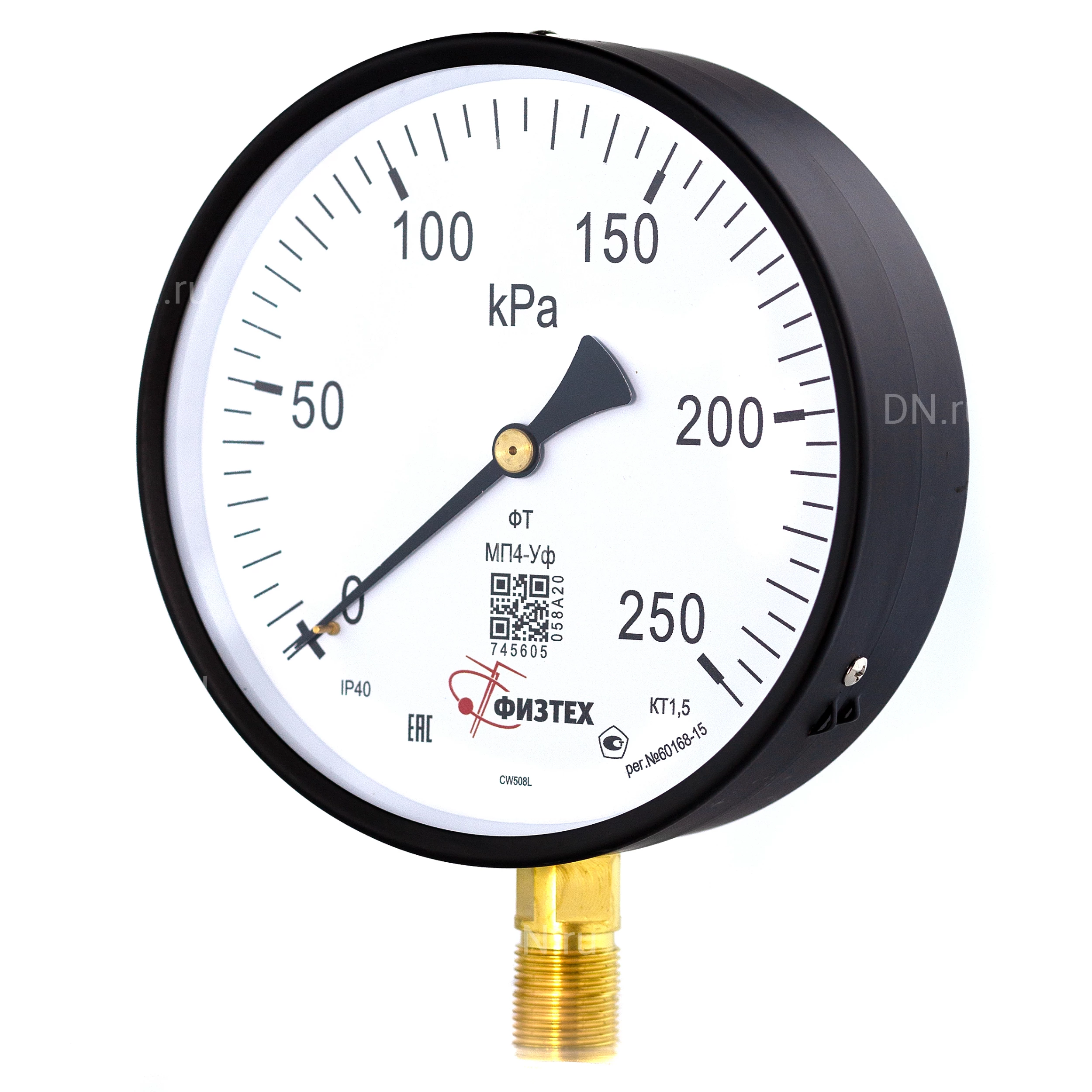 Изображение товара Манометр ФИЗТЕХ МП4-Уф IP40 0-250 кПа для промышленности