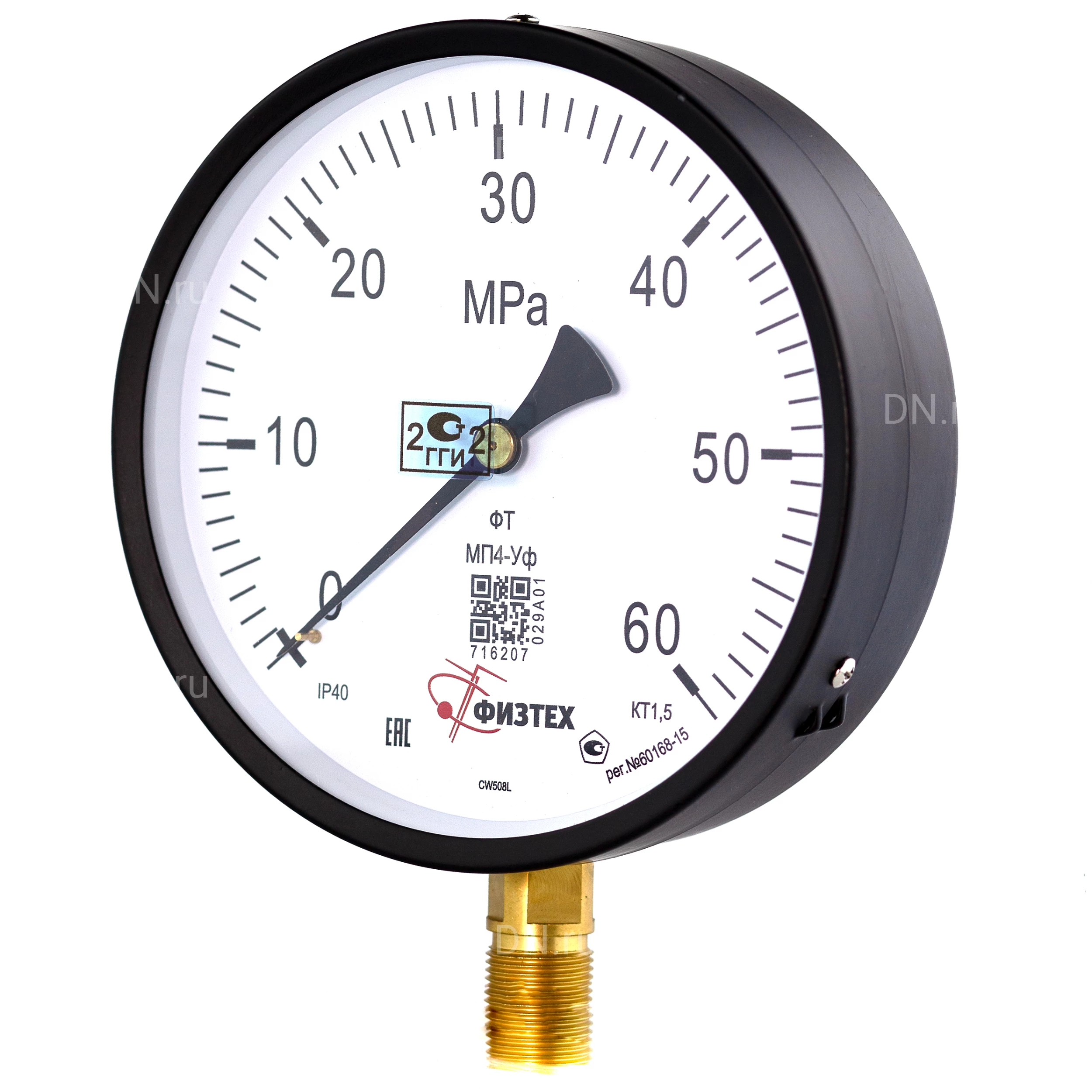 Изображение товара Манометр ФИЗТЕХ МП4-Уф IP40 0-60 МПа M20х1.5 радиальный