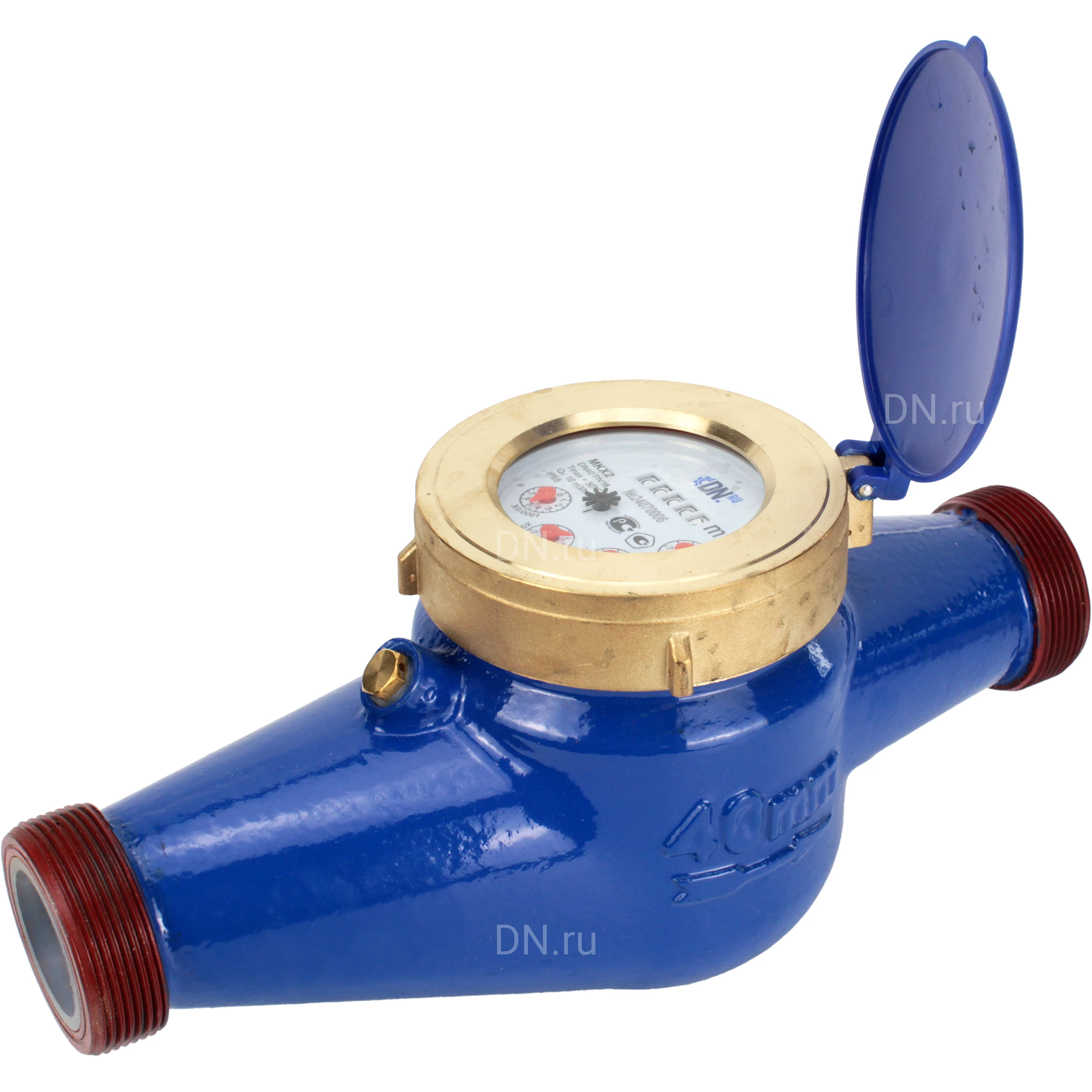 Изображение товара Счетчик холодной воды крыльчатый DN.ru MKХ2 Ду40 Ру16, многоструйный, чугунный, резьбовой, L=300мм