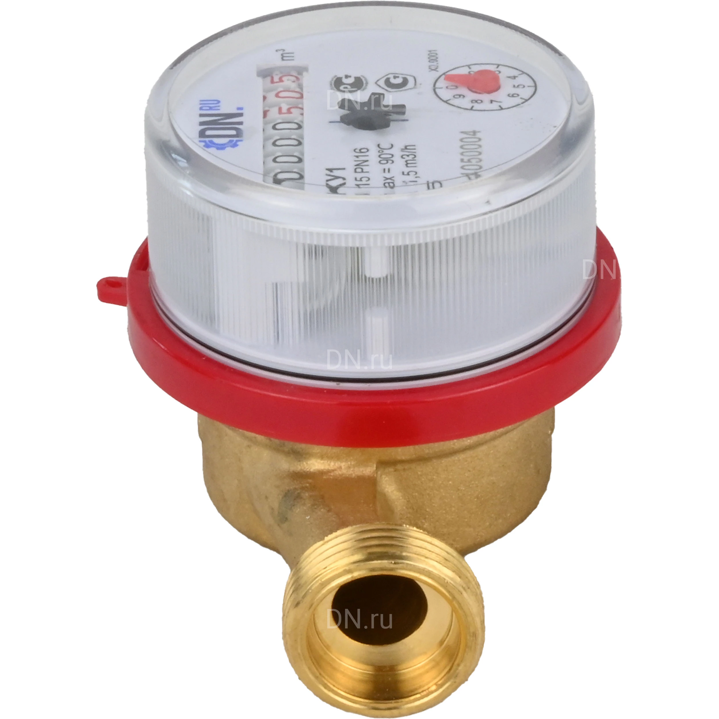 Изображение товара Счетчик воды универсальный крыльчатый DN.ru MKУ1 Ду20 Ру16, латунный, резьбовой, L=130мм