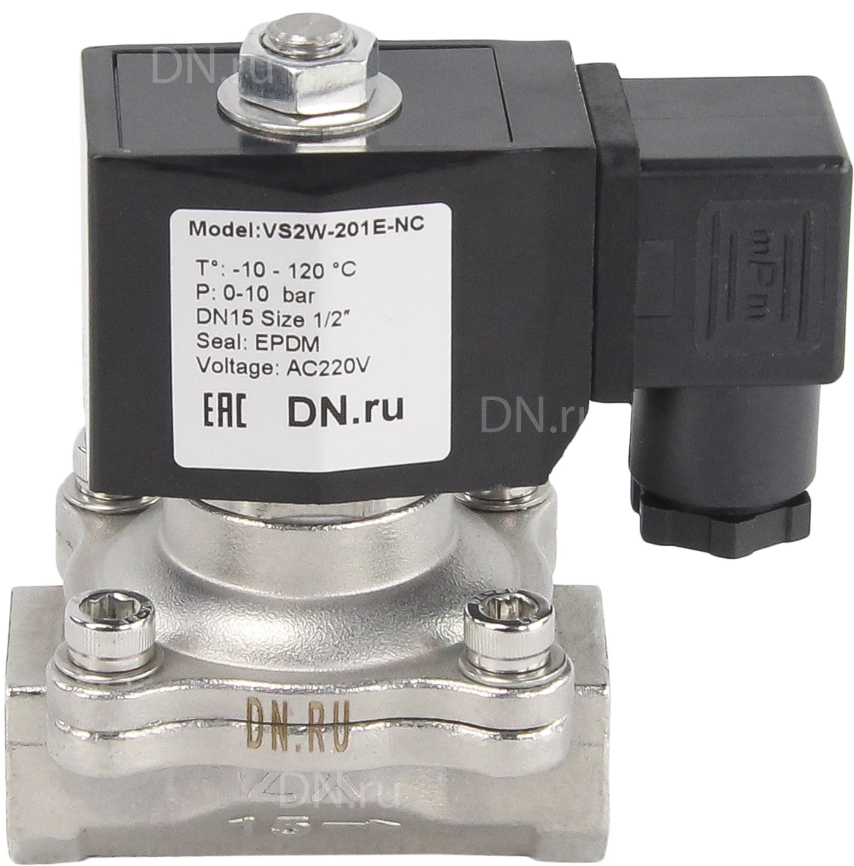 Изображение товара Клапан электромагнитный DN.ru VS2W-201E-NC Ду15 Ру10 SS304 EPDM