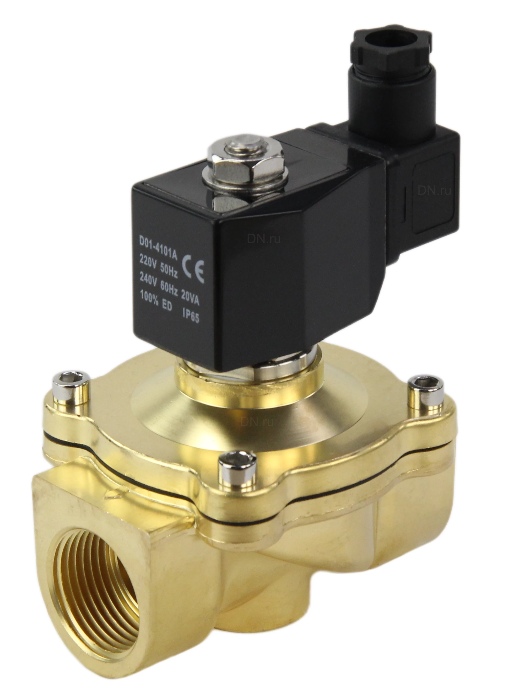 Изображение товара Клапан электромагнитный Smart SM-5563 1/2″ Ду15 Ру10 резьбовой, прямого действия, нормально-закрытый, латунный, уплотнение FKM, AC 220V