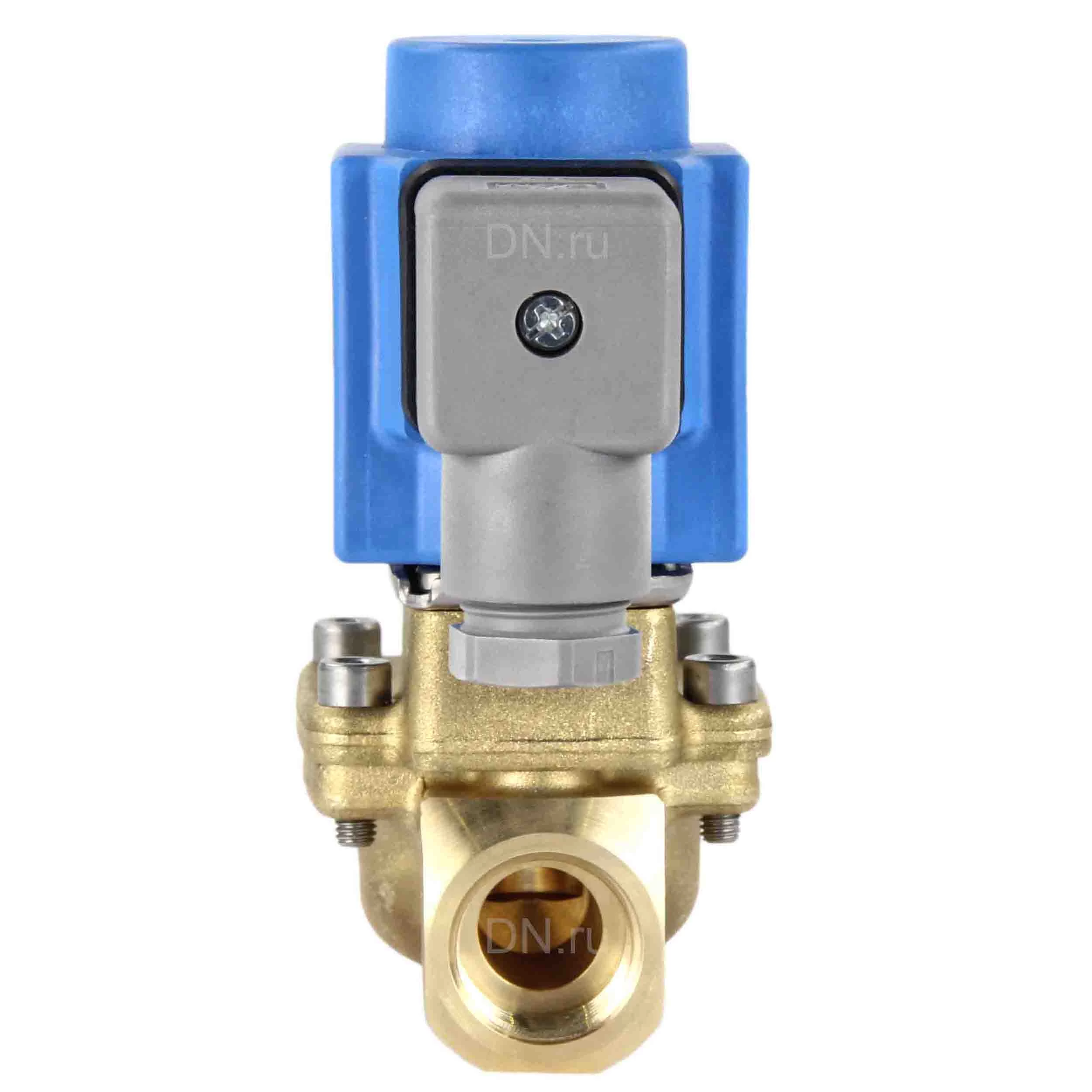 Изображение товара Клапан электромагнитный Danfoss EV220W 3/8″ Ду10 Ру16 латунный, муфтовый, нормально-открытый, серия 10-50, с катушкой AS230CS (042U436132)