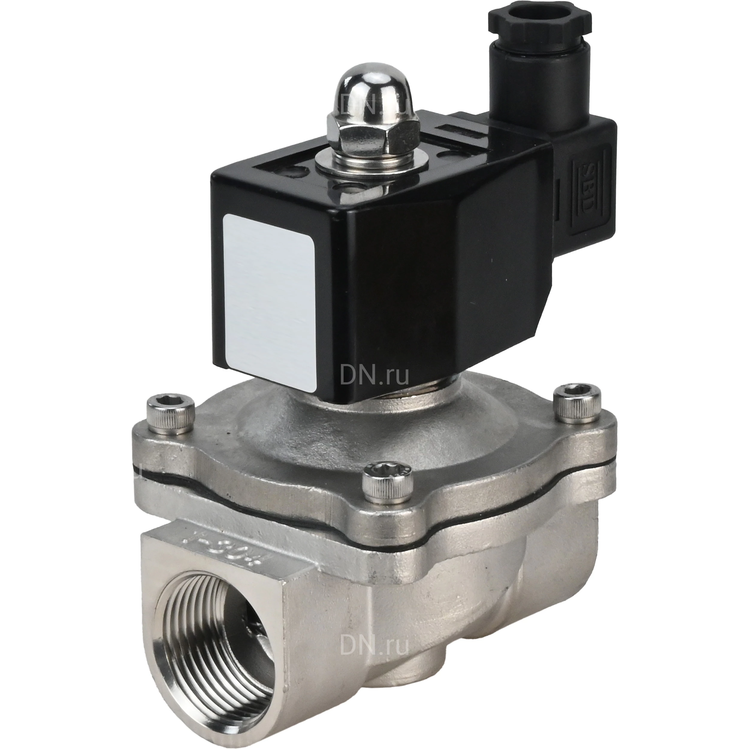 Изображение товара Клапан электромагнитный DN.ru VS331-NT-NC-220VAC 1/2″ Ду15 Ру10, соленоидный двухходовой, корпус - нержавеющая сталь 304, уплотнение - NBR, резьбовой, нормально-закрытый, прямого действия, катушка - 220В