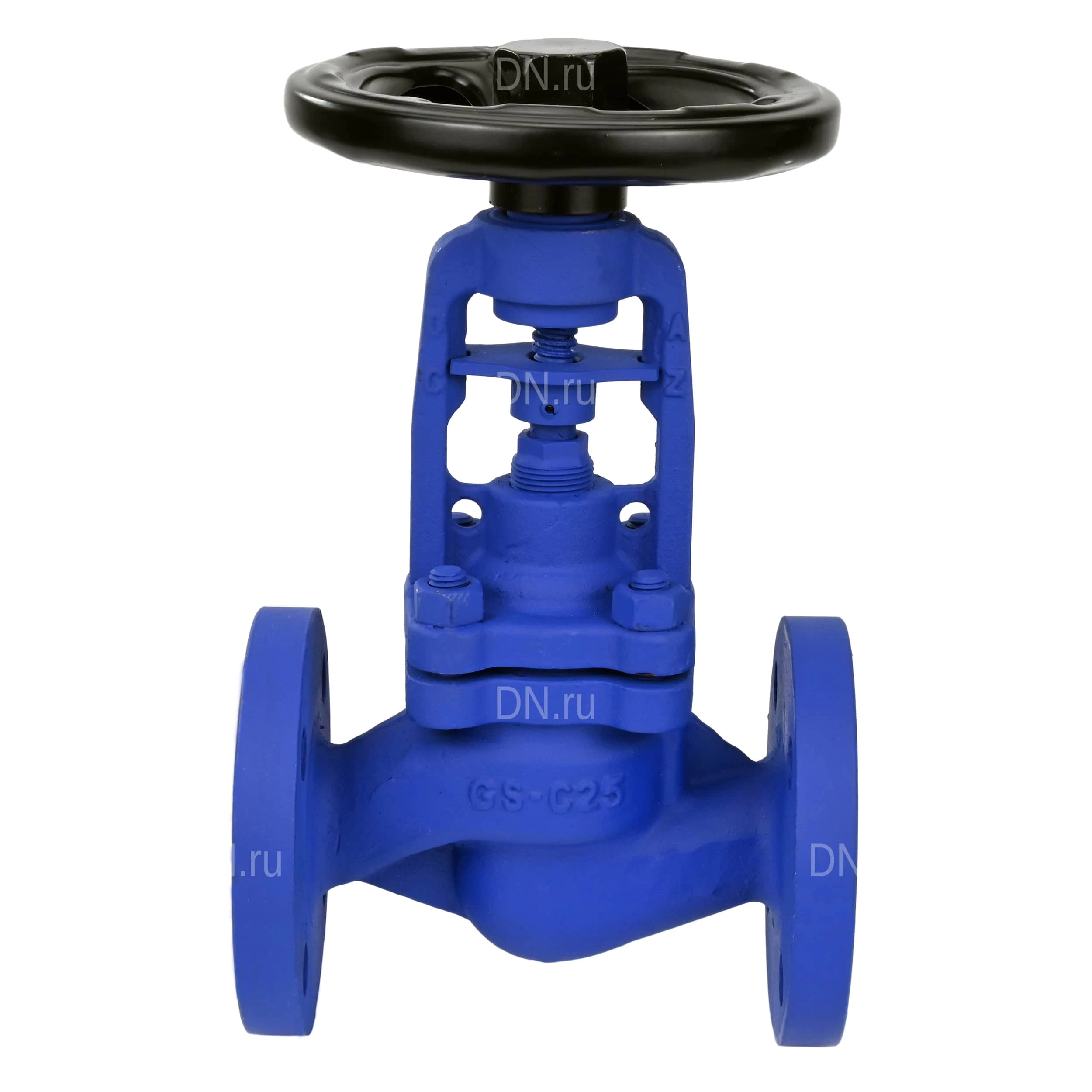 Изображение товара Клапан запорный сильфонный DN.ru VSO2130M-F-S Ду80 Ру40, фланцевый, корпус - сталь GS-C25, уплотнение - металл, управление - штурвал