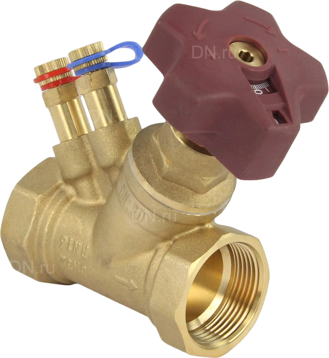 Изображение товара Клапан балансировочный DN.ru VB0000P-T 1 1/4ʺ Ду32 Ру16, корпус - латунь, усиленный, муфтовый