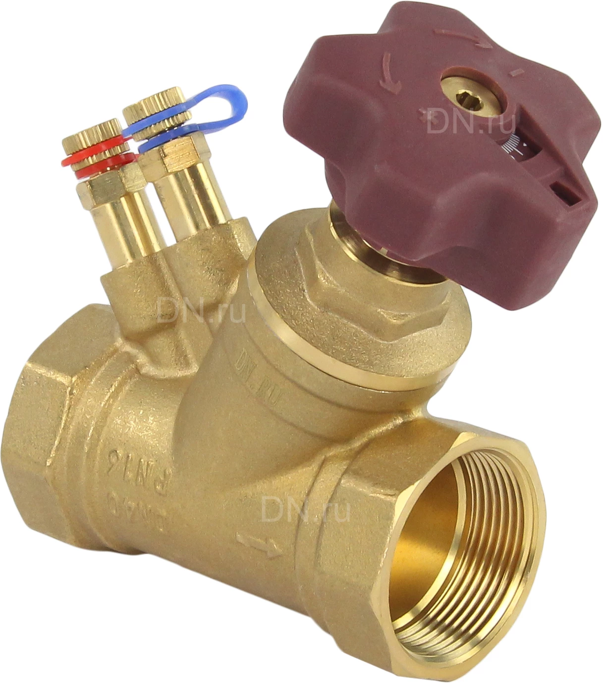 Изображение товара Клапан балансировочный DN.ru VB0000P-T 1 1/2ʺ Ду40 Ру16, корпус - латунь, усиленный, муфтовый