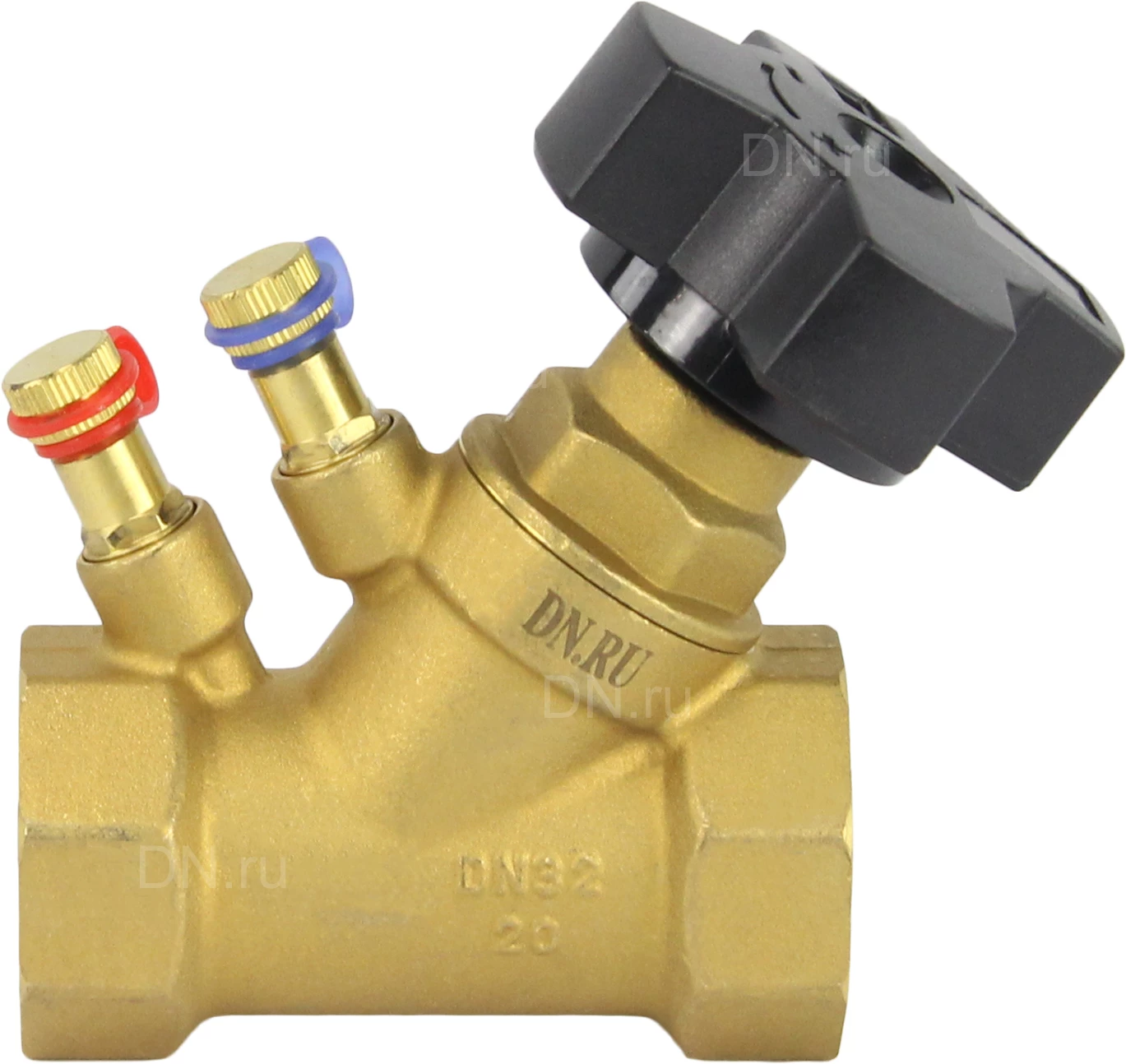 Изображение товара Клапан балансировочный латунный DN.ru КБЛР-032-16 1 1/4ʺ Ду32 Ру16, L=95 мм, муфтовый (опрессовано)