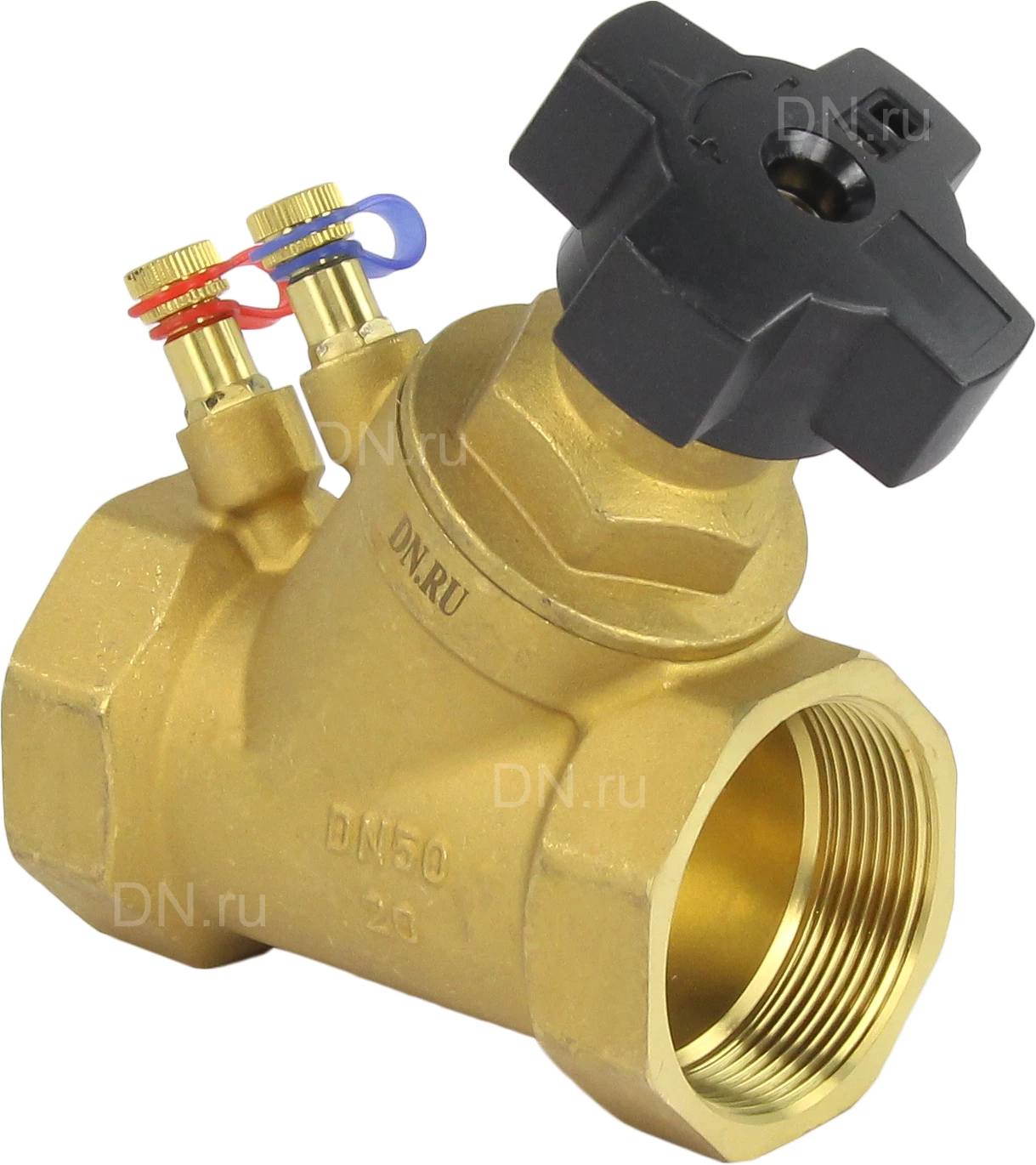 Изображение товара Клапан балансировочный DN.ru VB0000P-T 2ʺ Ду50 Ру16, корпус - латунь, муфтовый