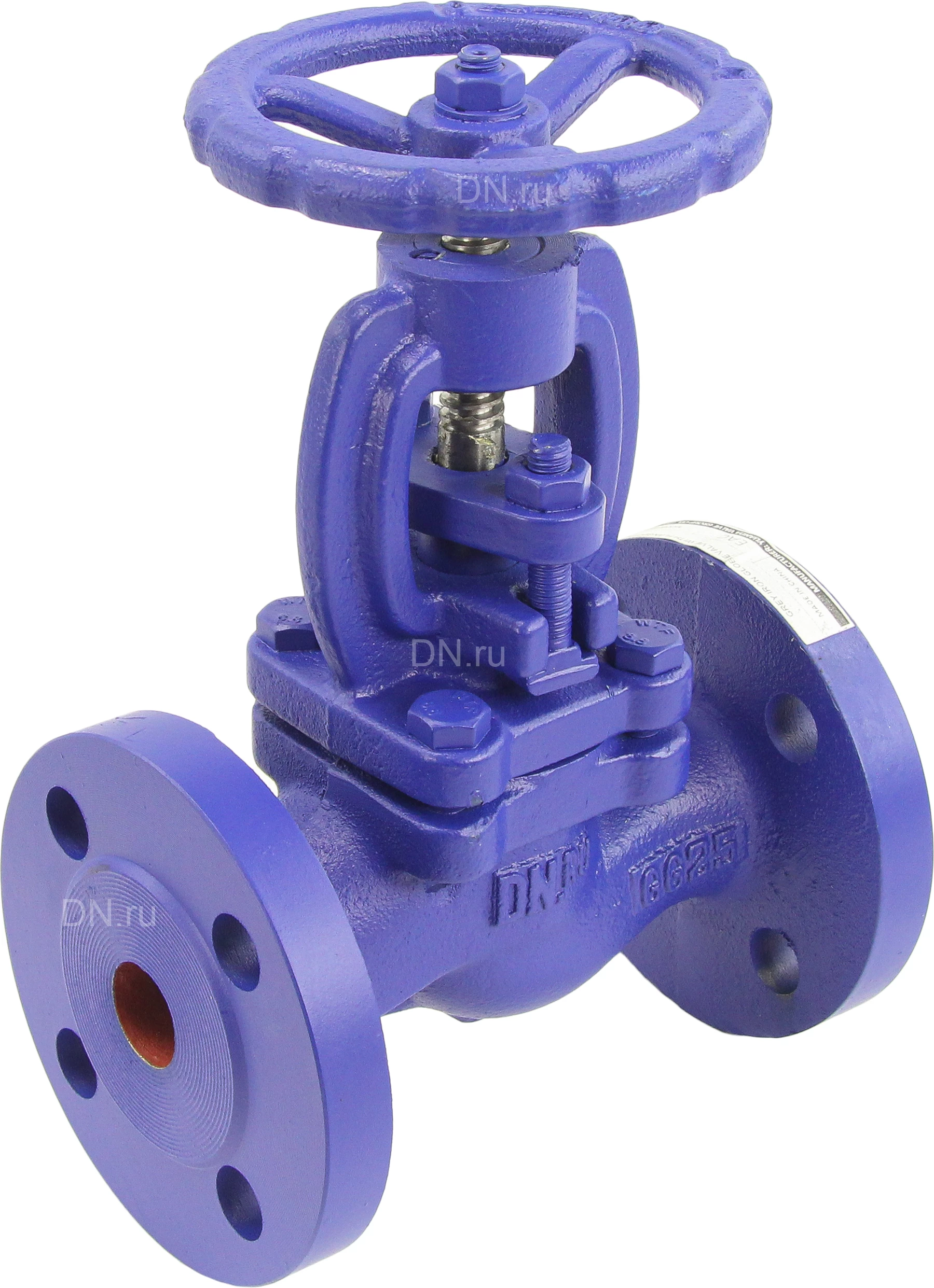 Изображение товара Клапан запорный сальниковый DN.ru VSO1121M-F-S Ду20 Ру16, фланцевый, корпус - чугун GG25, уплотнение - металл, управление - штурвал