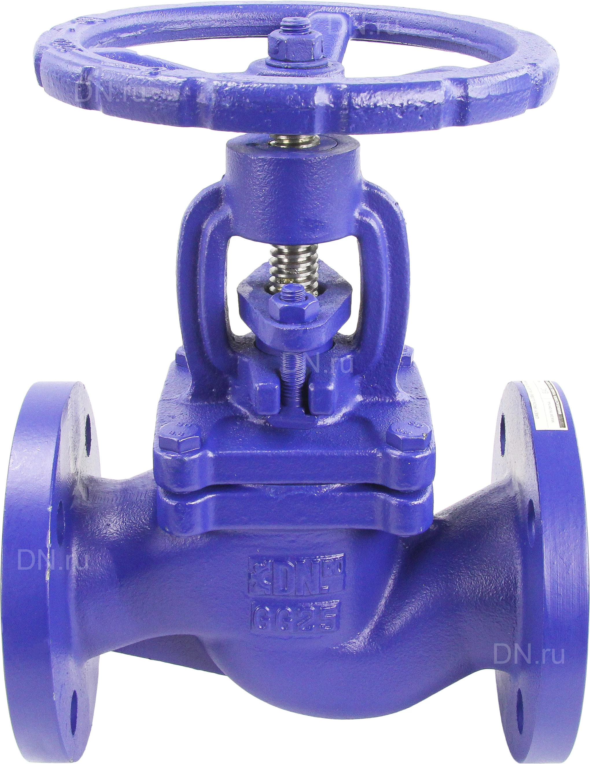 Изображение товара Клапан запорный сальниковый DN.ru 215A Ду65 Ру16, чугунный, фланцевый (опрессовано)