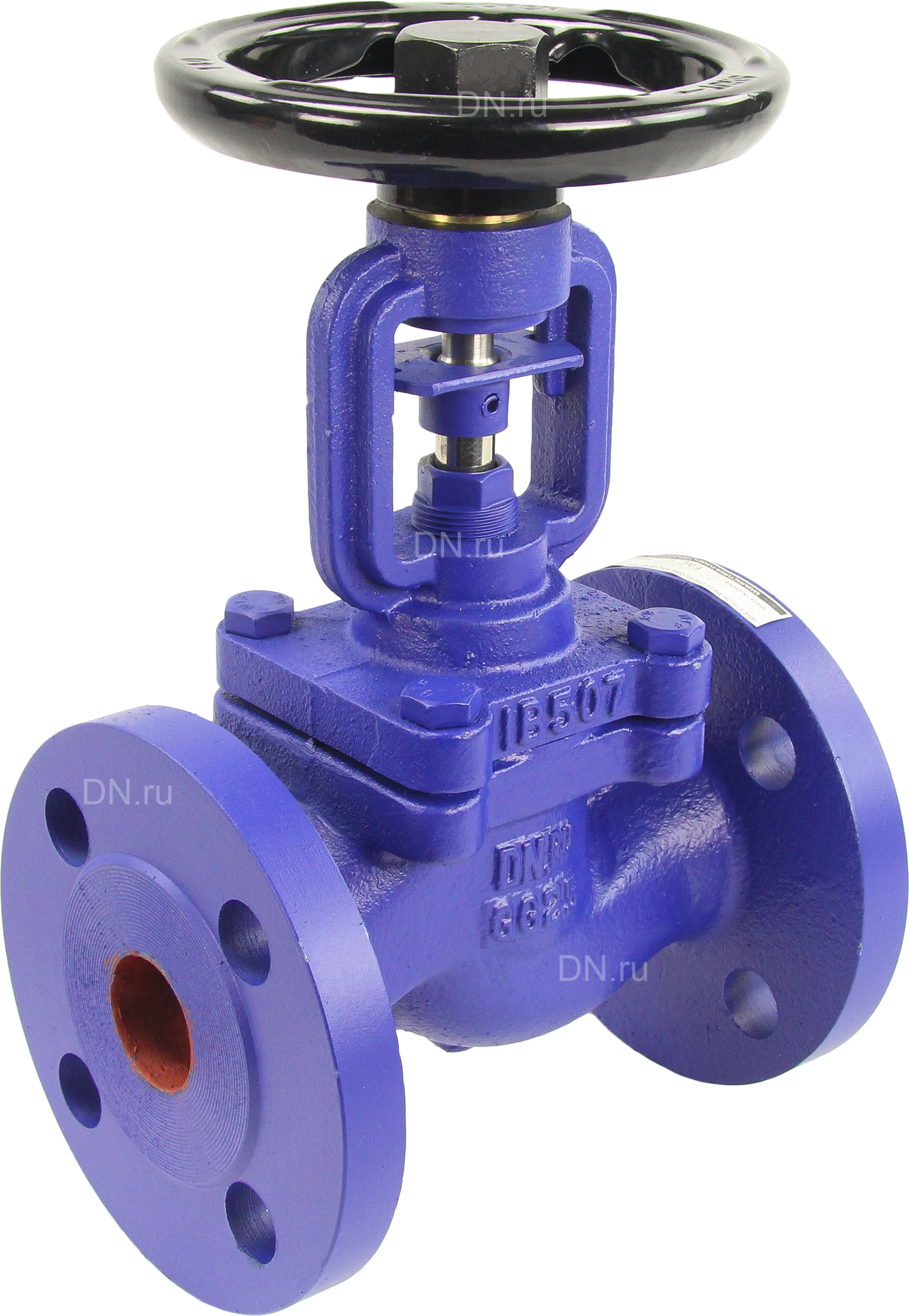 Изображение товара Клапан запорный сильфонный DN.ru VSO1121M-F-S Ду80 Ру16, фланцевый, корпус - чугун GG25, уплотнение - металл, управление - штурвал