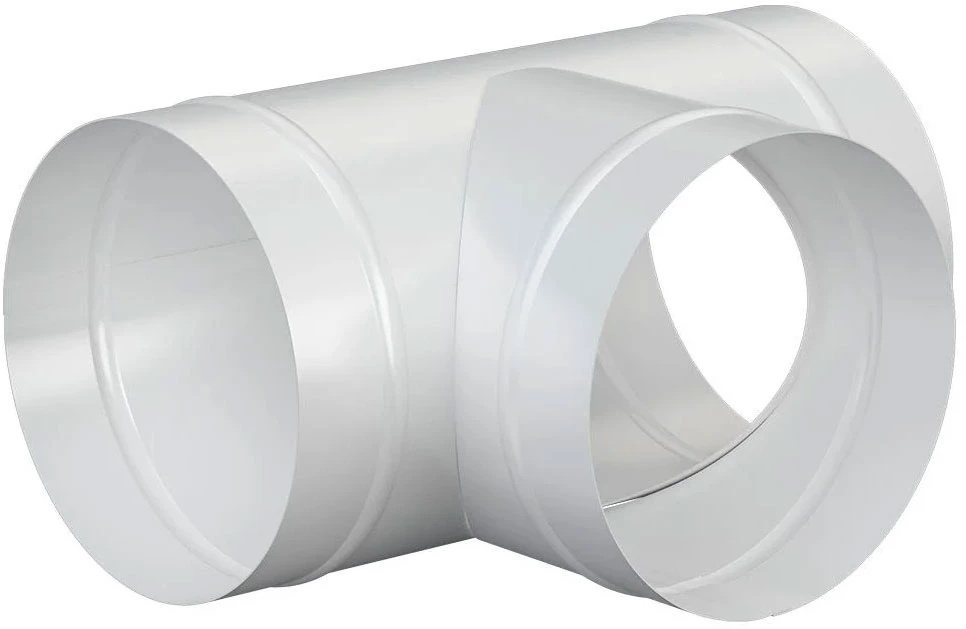 Изображение товара Тройник Т-образный ERA ТМ Ду125 для вентиляционных систем стальной белый