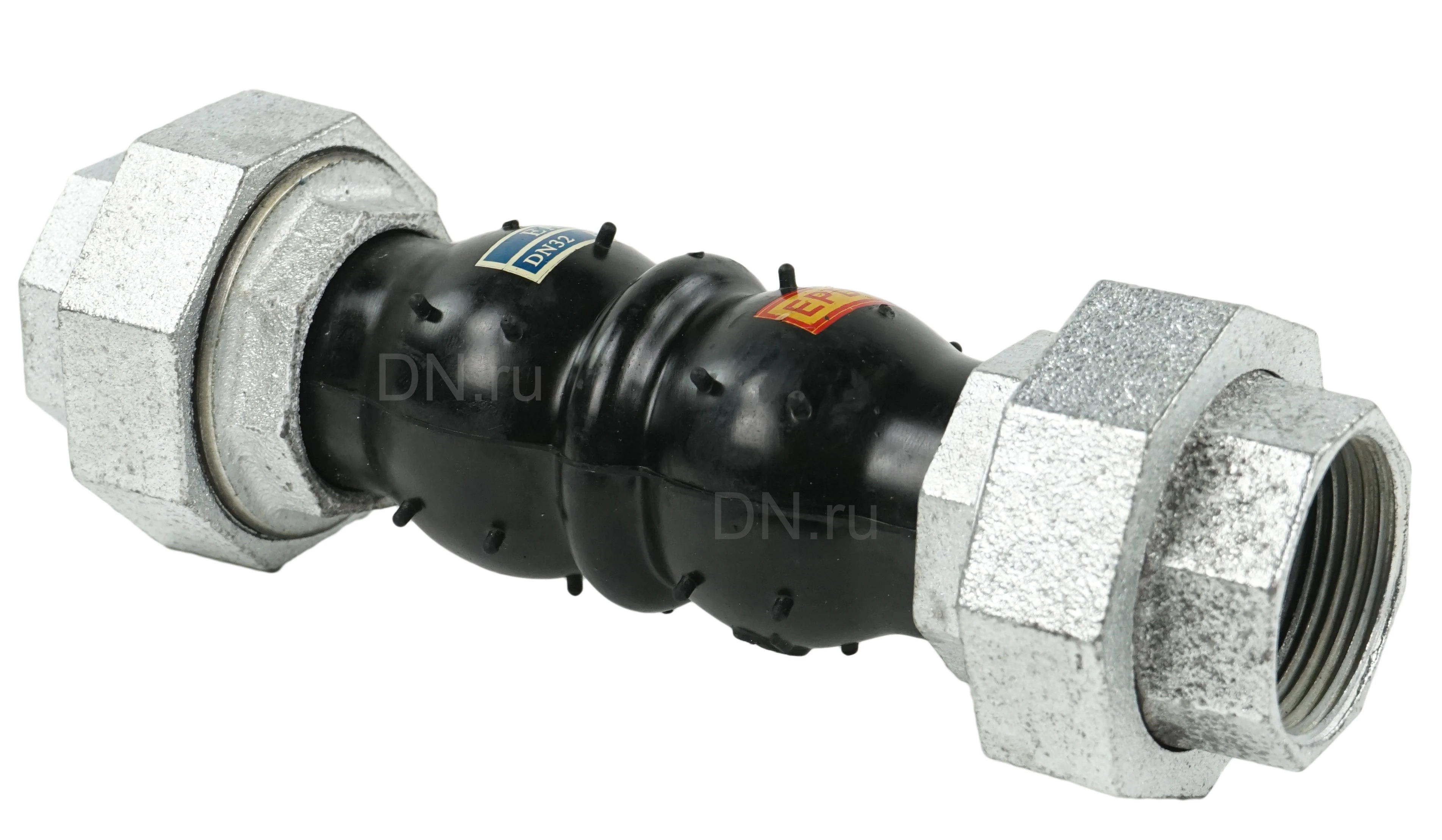 Изображение товара Компенсатор резиновый антивибрационный Китай 1″ Ду25 Ру16, внутренняя резьба, корпус - EPDM, L=220 мм