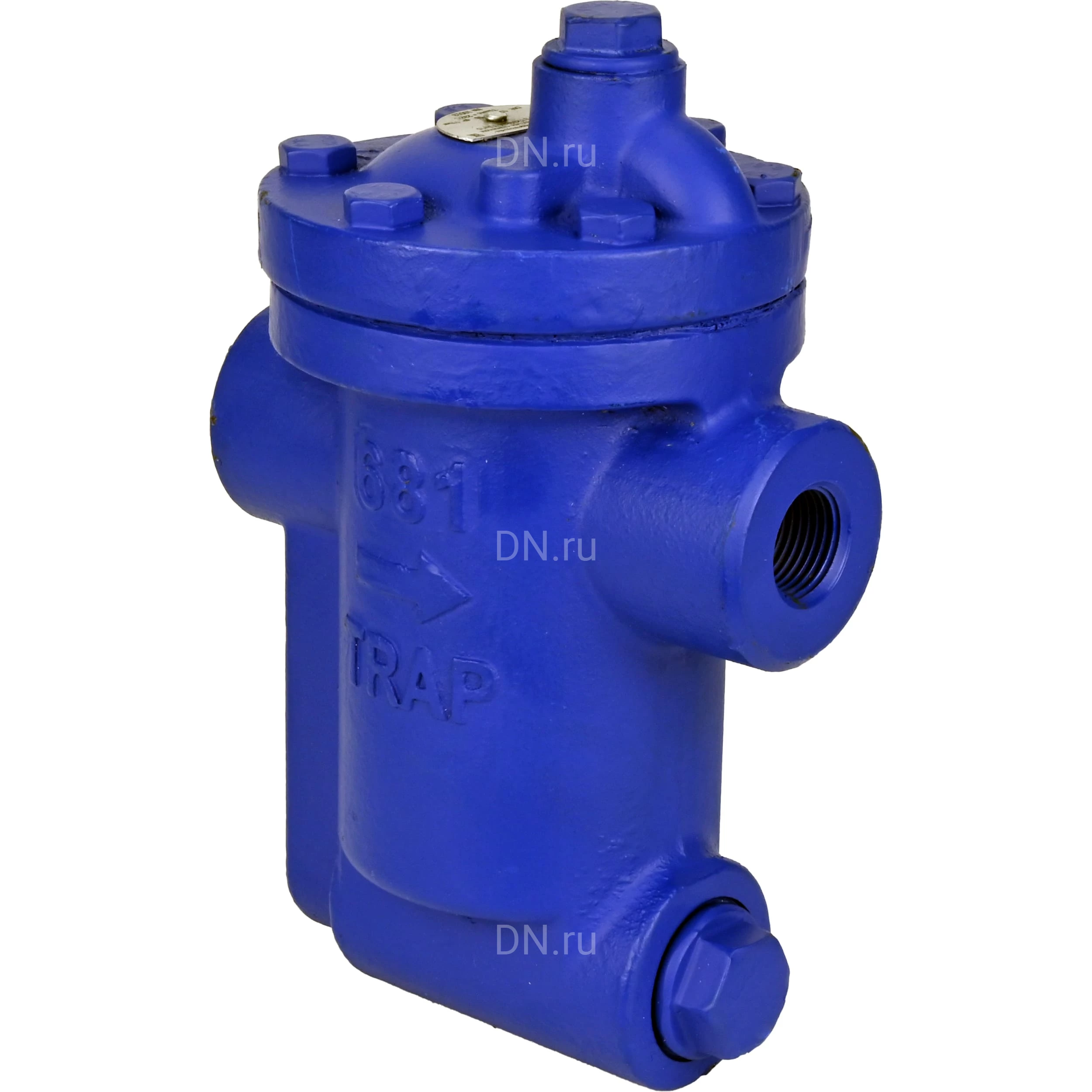 Изображение товара Конденсатоотводчик с перевернутым стаканом DN.ru STIG1324-T Ду15 Ру16 резьбовой, корпус - чугун GGG40, материал клапана - низкоуглеродистая высоколегированная сталь 2Cr13, максимальный перепад давления dP=4бар