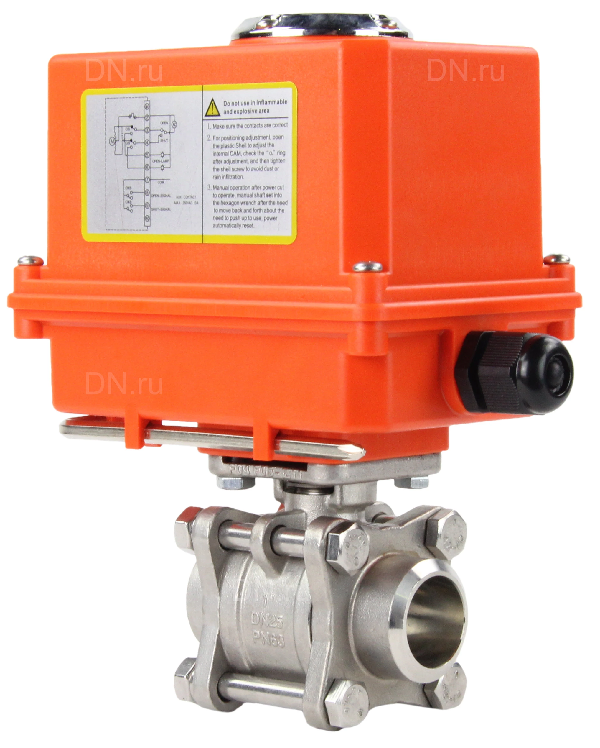 Изображение товара Кран шаровой Genebre 2026 05 Ду20 Ру63 с электроприводом нержавеющая сталь