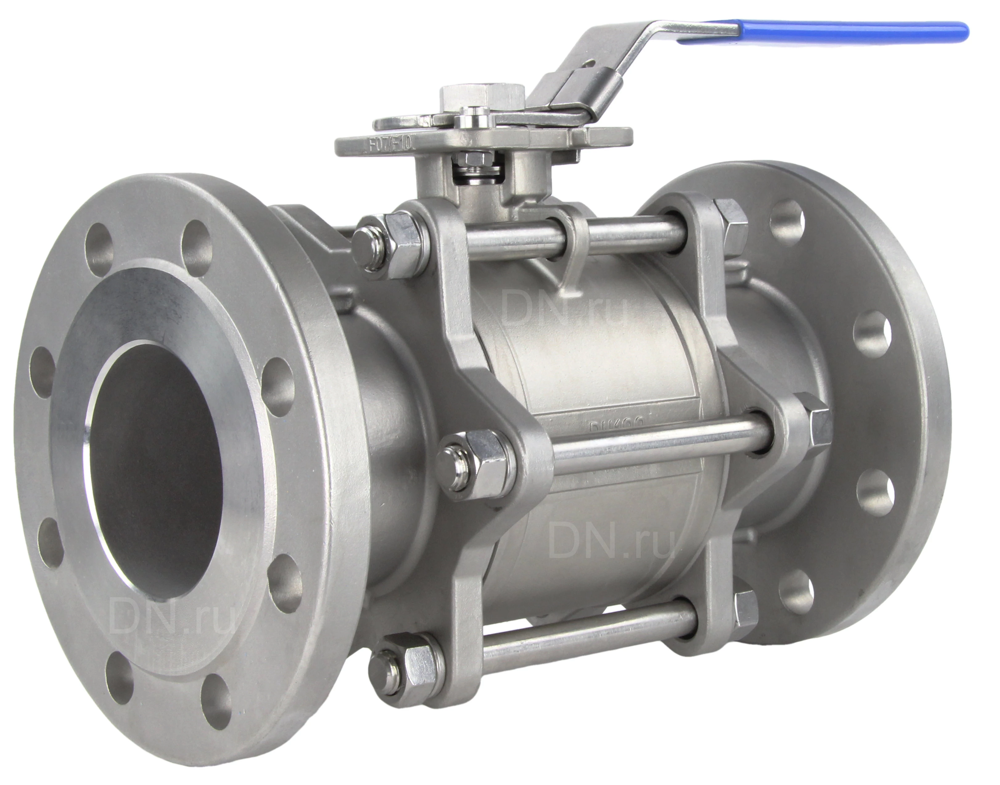 Изображение товара Кран шаровой АДЛ BV 17F Ду65 Ру40 полнопроходной, двухходовой, нержавеющая сталь CF8M, уплотнение - PTFE, фланцевый, ручка-рычаг